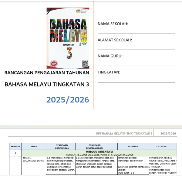 RPH Bahasa Melayu Tingkatan 3 (SMK) 2025/2026 - Image 5