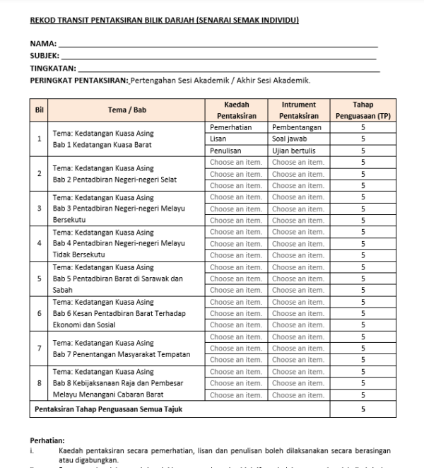 Borang Transit PBD - Sejarah Tingkatan 3 - Image 3