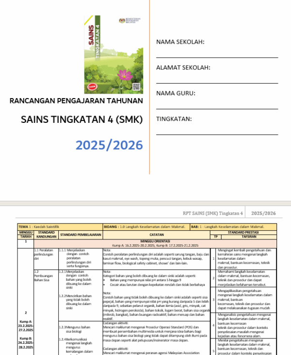 RPH Sains Tingkatan 4 (SMK) 2025/2026 - Image 3