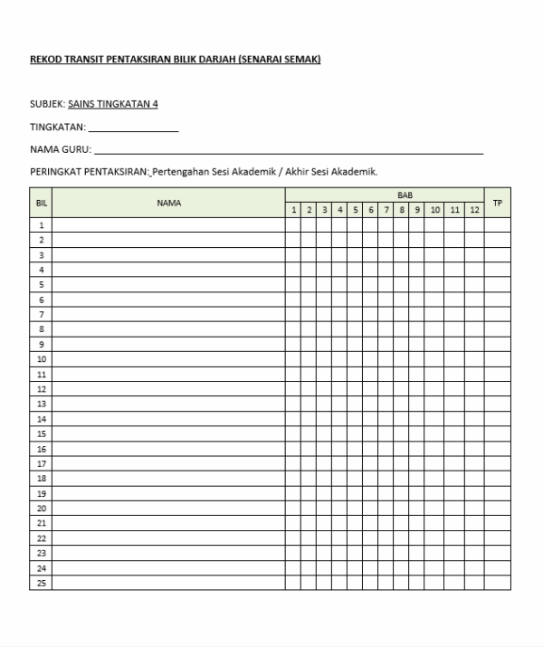 Borang Transit PBD - Sains Tingkatan 4 - Image 6