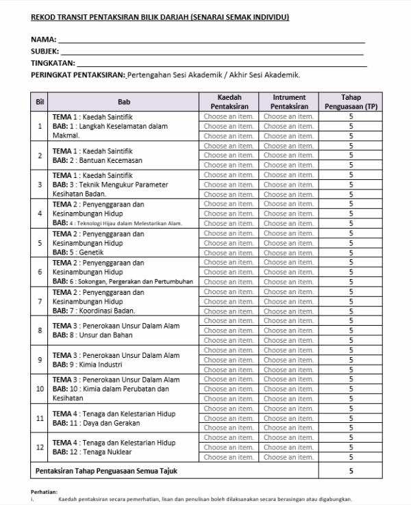 Borang Transit PBD - Sains Tingkatan 4 - Image 5