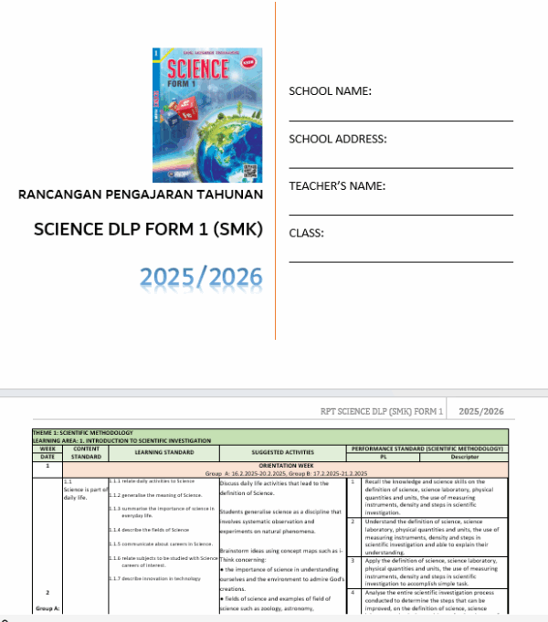 RPH Science DLP Form 1 (SMK) 2025/2026 - Image 3