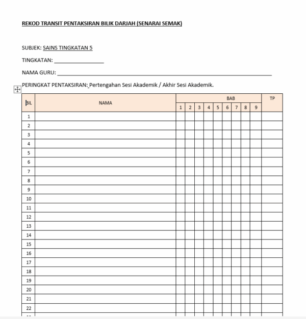 Borang Transit PBD - Sains Tingkatan 5 - Image 4