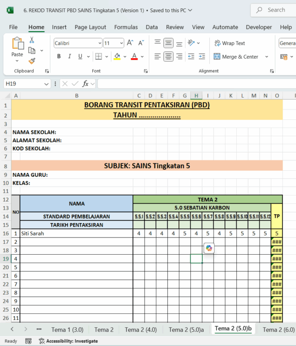 Borang Transit PBD - Sains Tingkatan 5 - Image 6