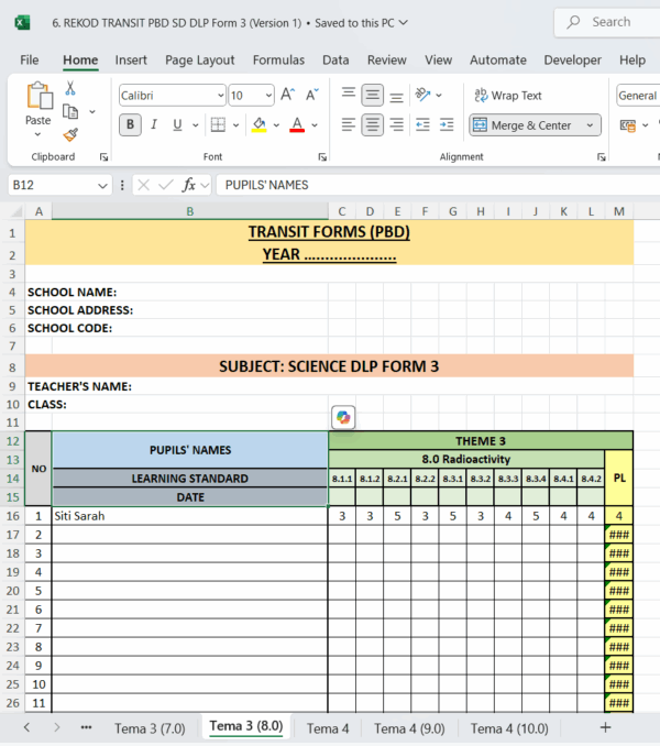 Borang Transit PBD - SCIENCE DLP Form 3 - Image 5