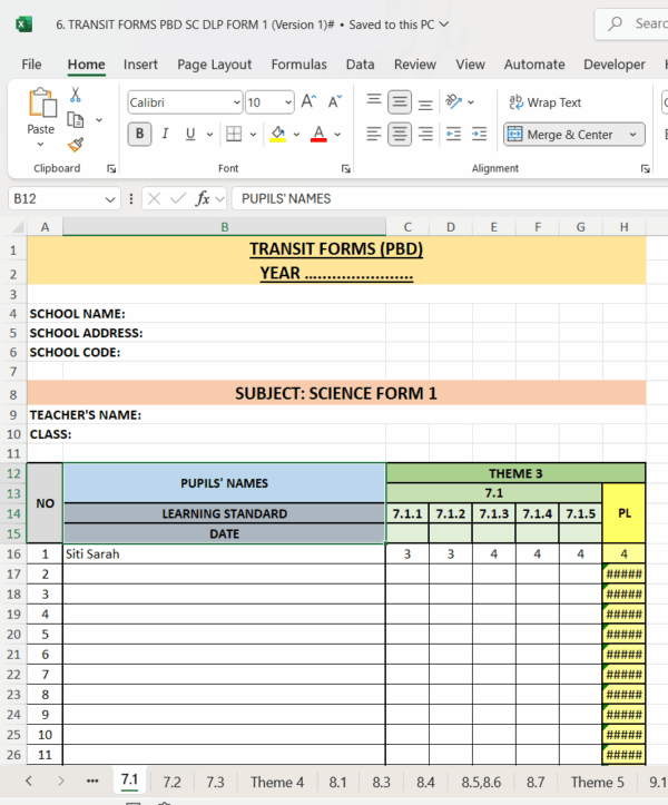 RPH Math DLP Form 1 (SMK) 2025/2026 - Image 8