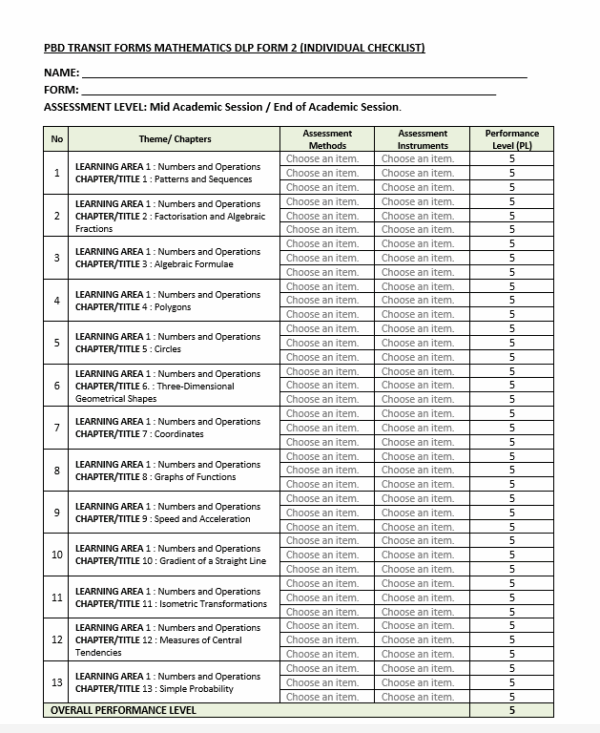 Borang Transit PBD - MATHEMATICS DLP Form 2 - Image 8