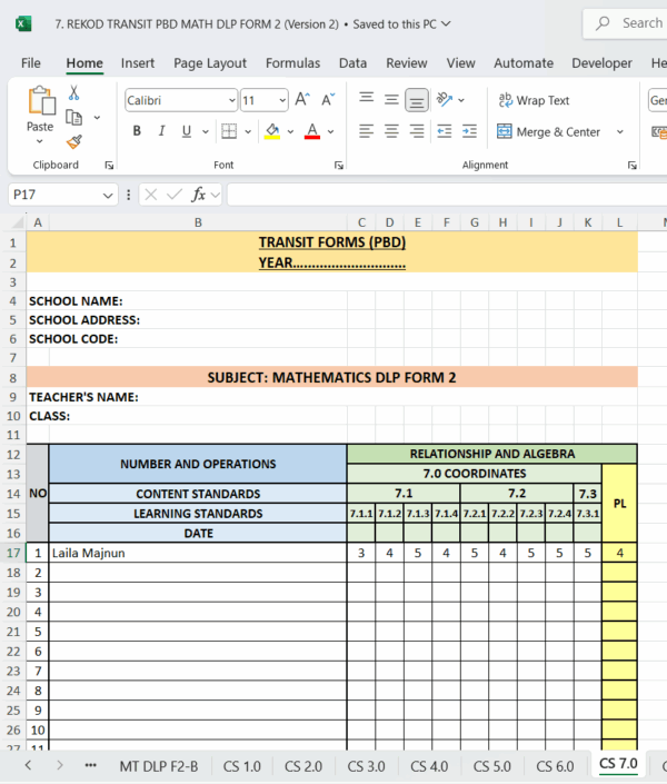 Borang Transit PBD - MATHEMATICS DLP Form 2 - Image 10