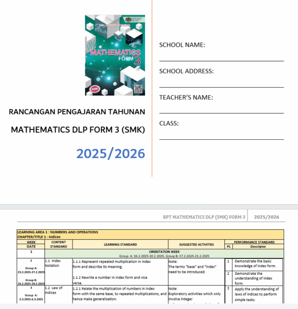 Borang Transit PBD - MATHEMATICS DLP Form 3 - Image 7
