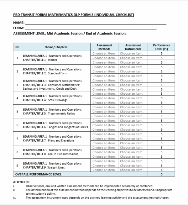 Borang Transit PBD - MATHEMATICS DLP Form 3 - Image 4