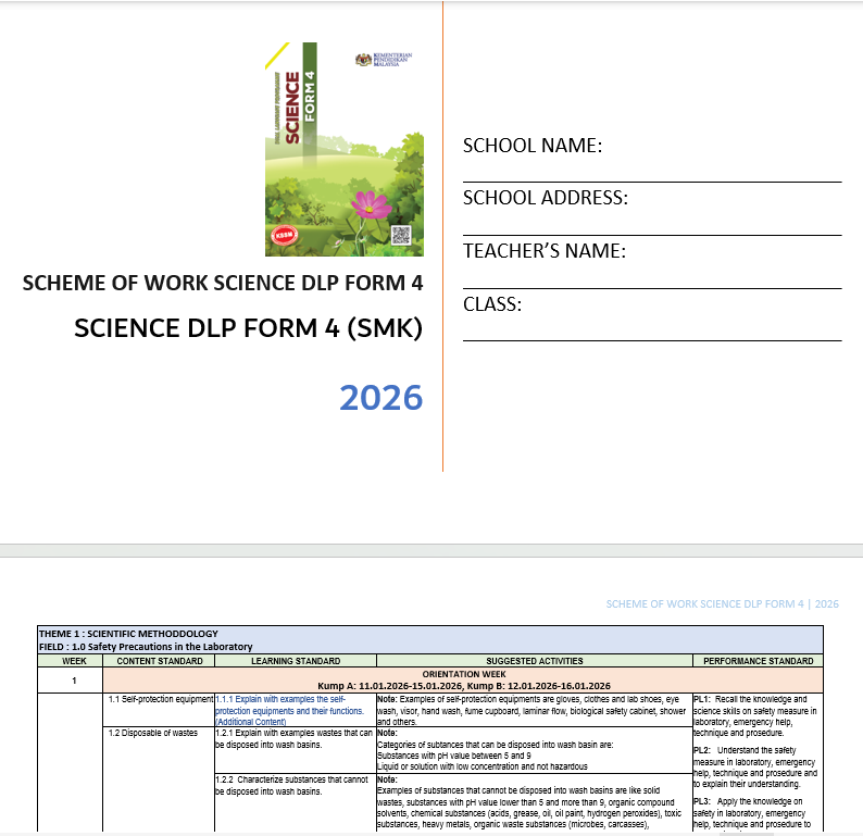 RPH Science DLP Form 4 (SMK) 2026 - Image 3