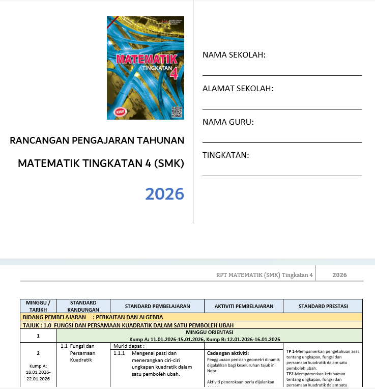Borang Transit PBD - Matematik Tingkatan 4 - Image 4