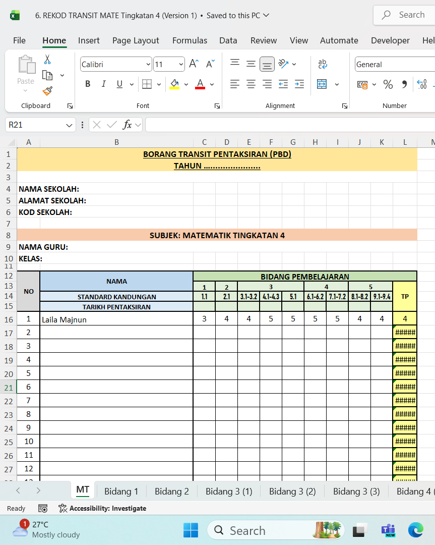 Borang Transit PBD - Matematik Tingkatan 4 - Image 6